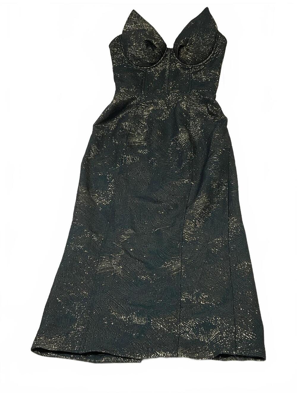 AQUA metallic black and gold bustier dress sz medium dd12